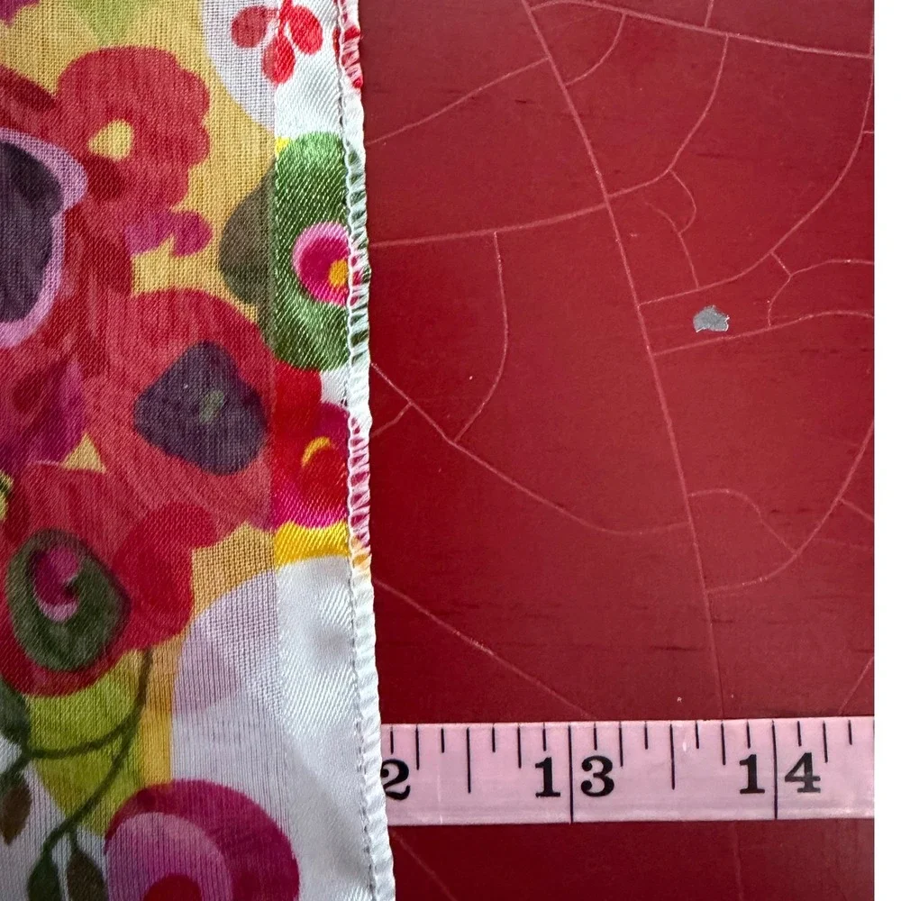 Floral Print Oblong Scarf Womens Red Yellow Y2K Boho Chic Sheer Summer Versatile